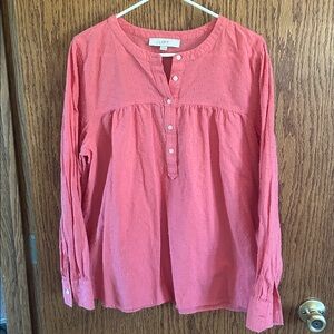 LOFT Coral Button-Front Blouse